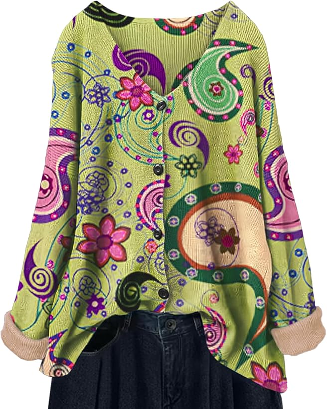 YESNO Cardigan Sweaters Graphic Oversized