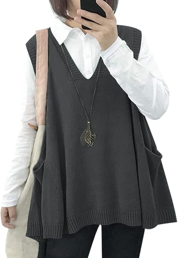 YESNO Casual Sweater Hemline Pockets