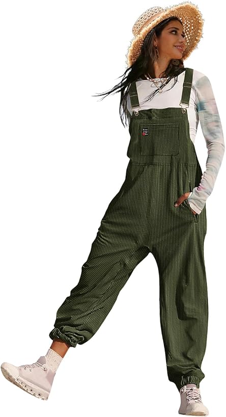 YESNO Corduroy Sleeveless Adjustable Jumpsuits